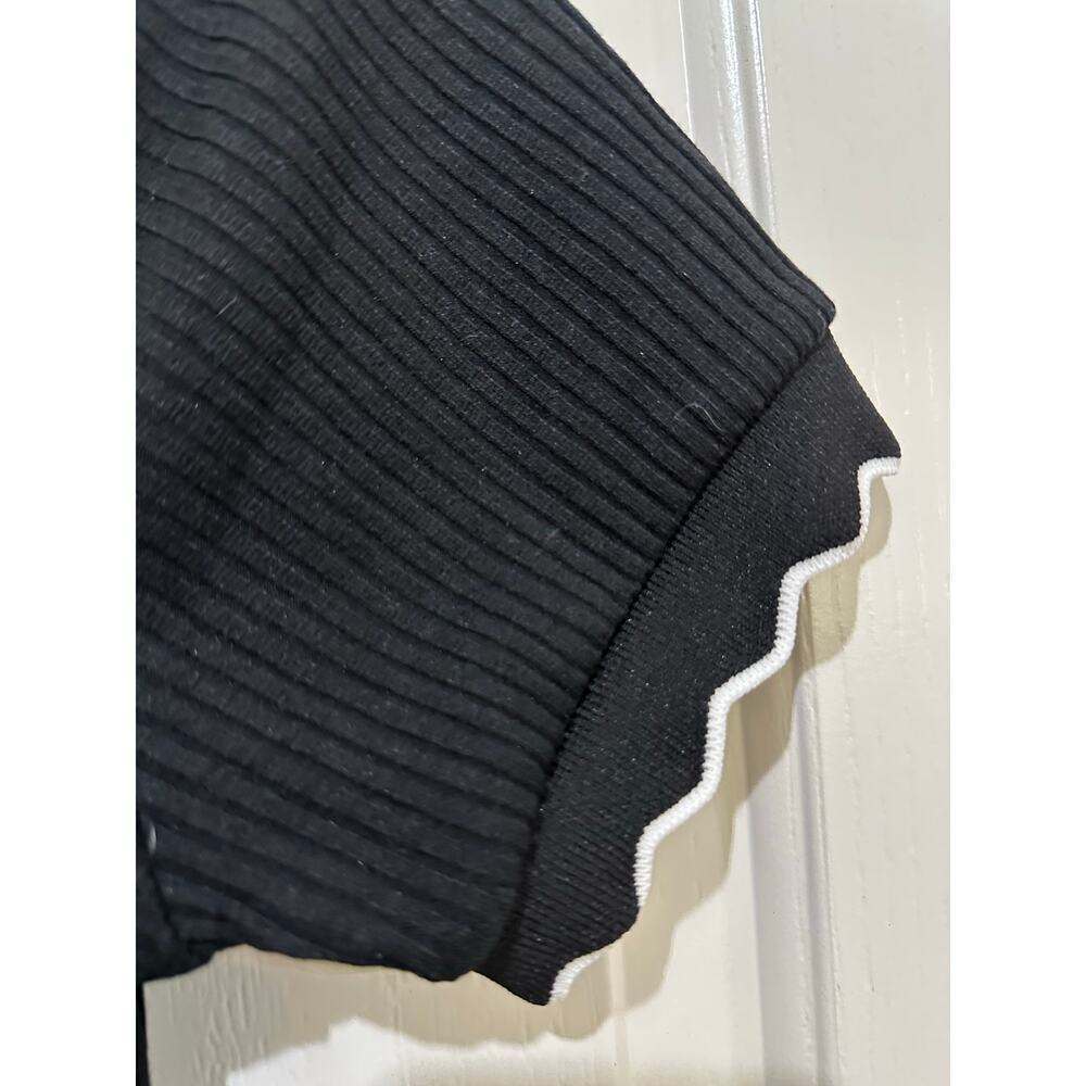 Maeve by Anthropologie Women's Black Scalloped Polo Shirt Size Small - Picture 8 of 14